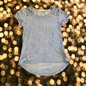 Girls Light Blue Distressed T-Shirt